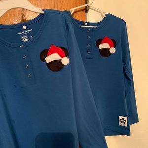 Adorable Mickey embroidered Santa shirts
